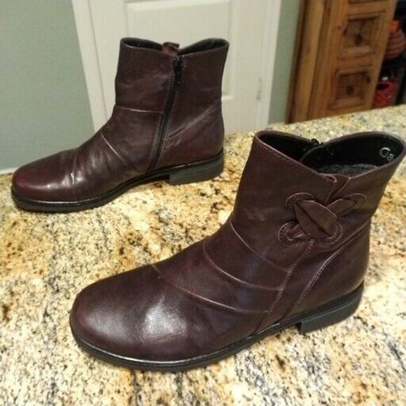 Gabor Shoes - Gabor Womens Plum Purple Zip Biker Leather Boots Sz 6.5 - NWOB